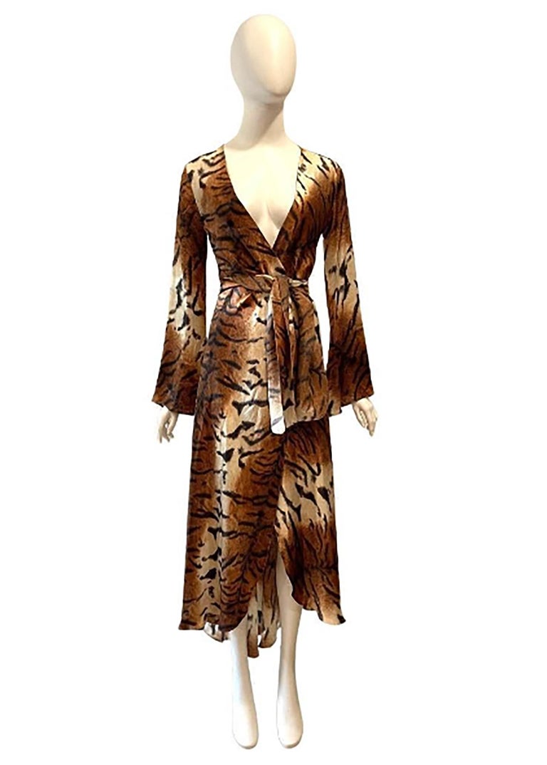 F/W Roberto Cavalli 2000 silk tiger wrap dress Unworn at 1stDibs