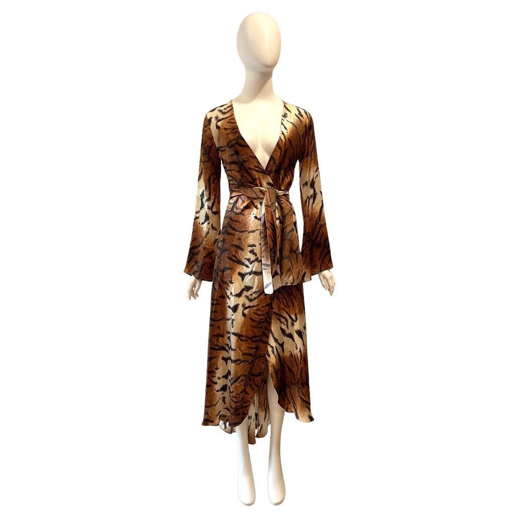 F/W Roberto Cavalli 2000 silk tiger wrap dress Unworn