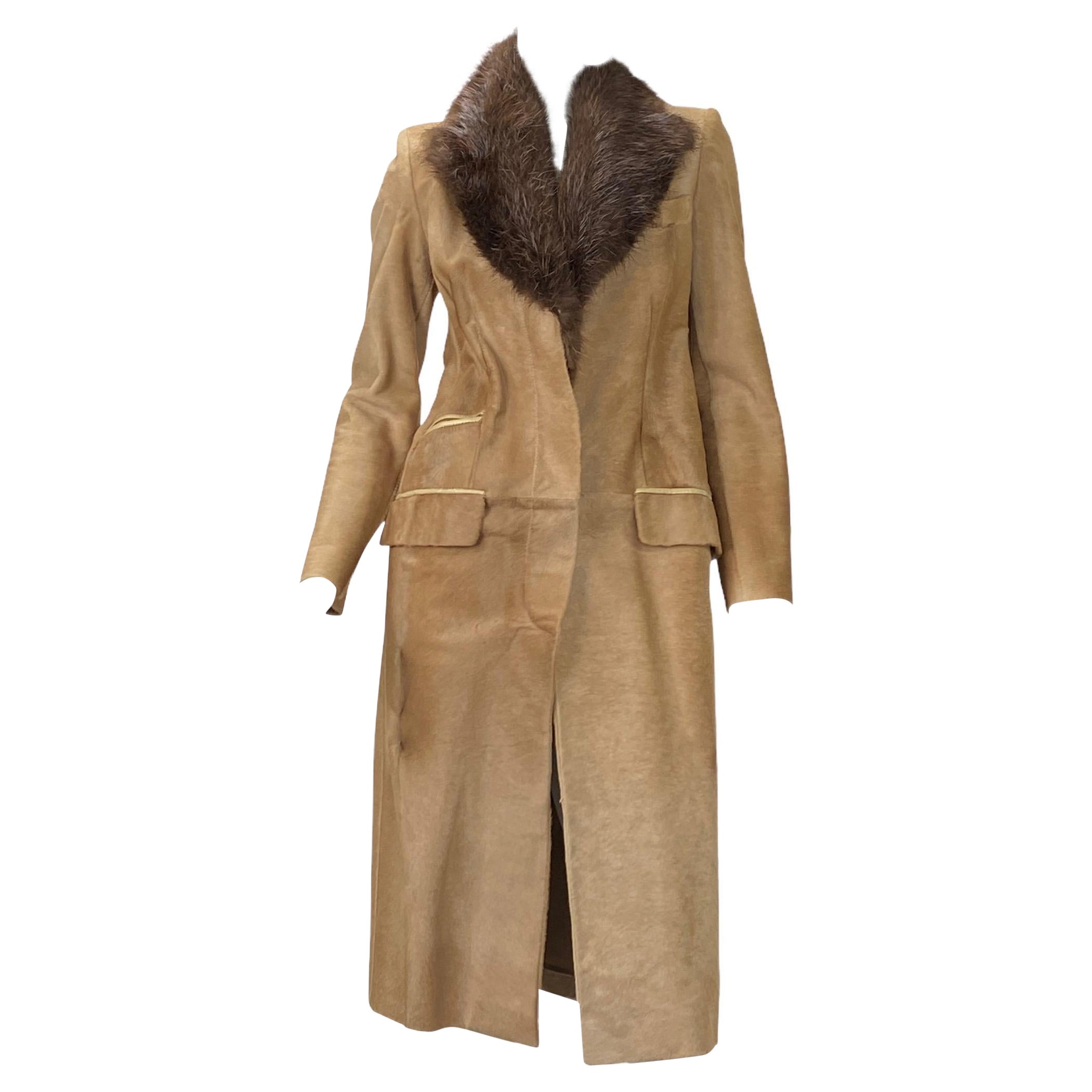 Passerella A/I 1996 Vintage Tom Ford for Gucci Cappotto in pelle e pelliccia degno di un museo taglia S