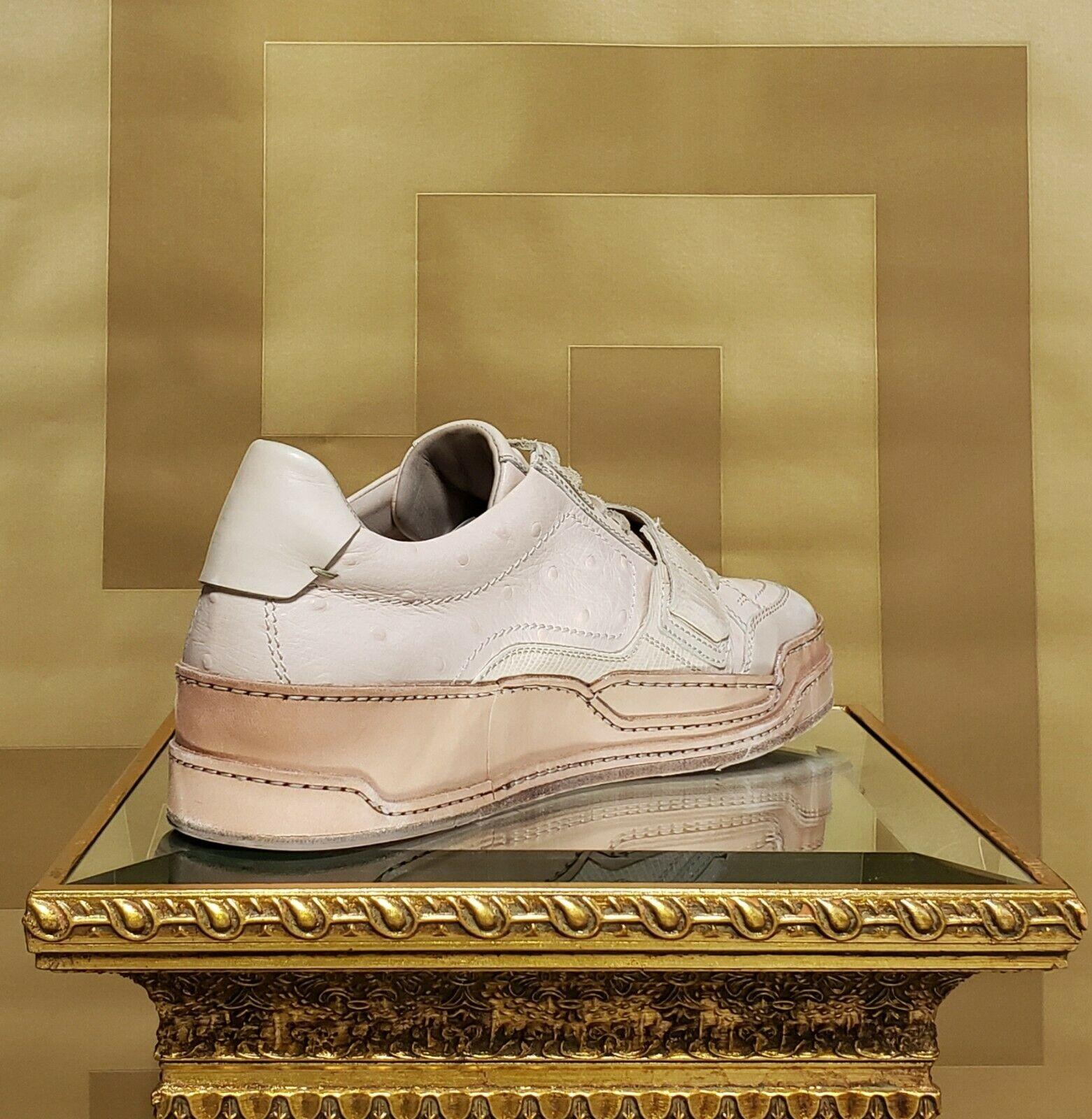 Beige F/W'15 Look #16 VERSACE OSTRICH LEATHER SNEAKERS actual runway sample Sz 11