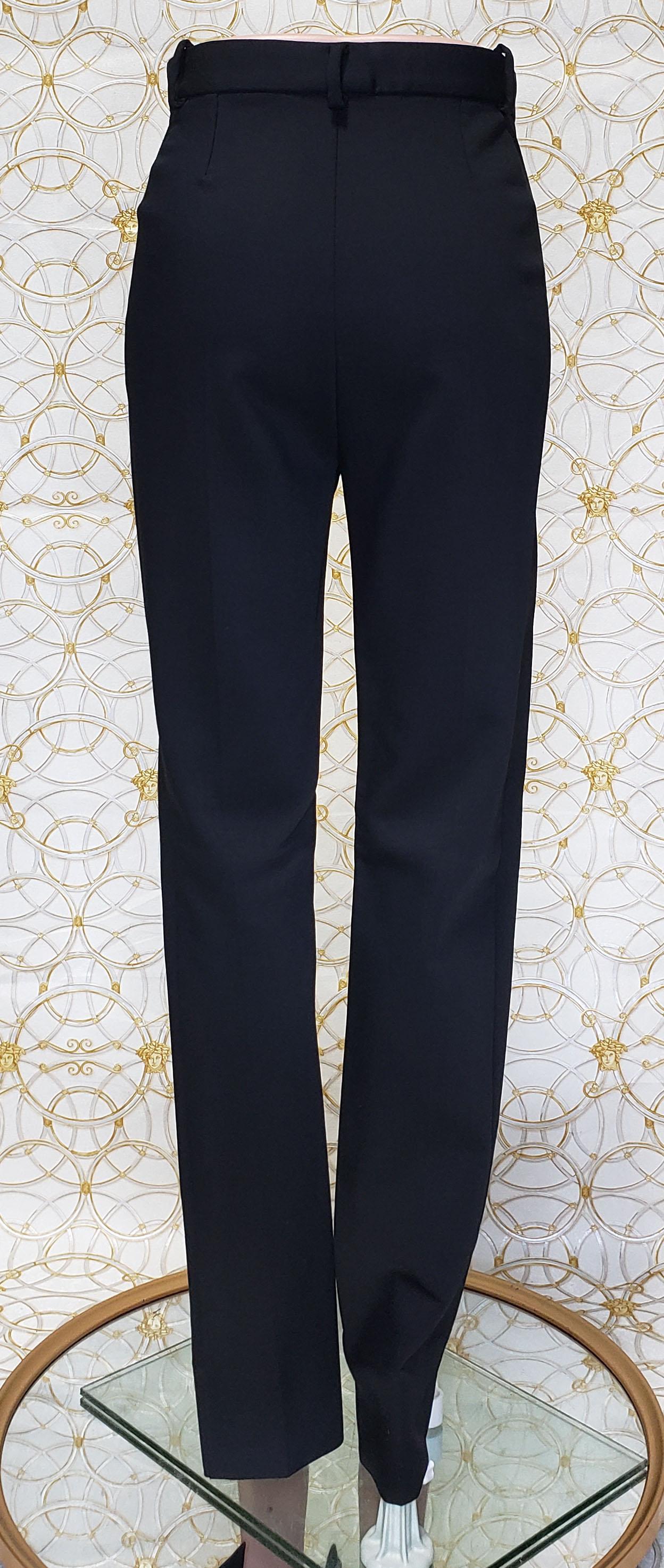 F/W15 Look #48 VERSACE BLACK CLASSIC WOOL PANTS size 38 - 4 In New Condition For Sale In Montgomery, TX