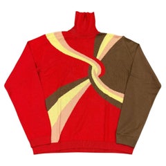 F/W2000 Gianni Versace wavy colorblock knit sweater