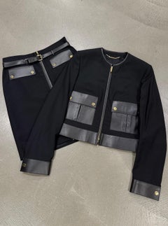 F/W2000 Gucci by Tom Ford Laufstegset mit Lederbesatz Jacke und Rock