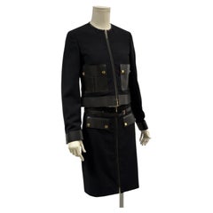 F/W2000 Gucci by Tom Ford Laufstegset mit Lederbesatz Jacke und Rock