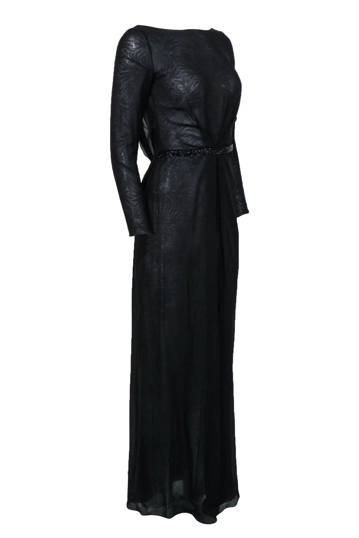 F/W2000 Vintage Gianni Versace Couture Crystal Embellished Black Lace Silk Dress
Open Back
Crystal belt
Sleeve length 23.5