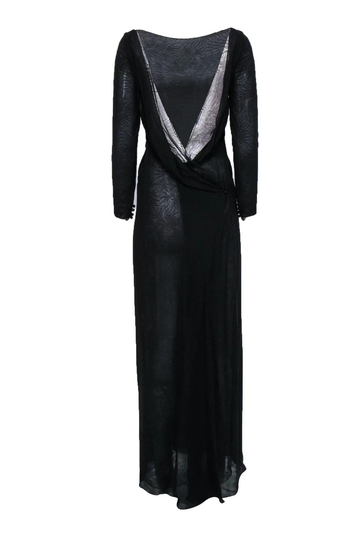 F/W2000 Vintage Gianni Versace Couture Crystal Embellished Black Lace Silk Dress In Excellent Condition In Montgomery, TX
