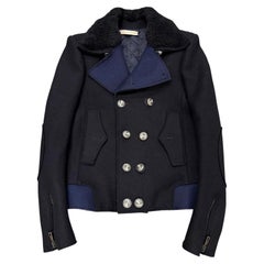 Manteau à double boutonnage Balenciaga collection automne-hiver 2007, signé Ghesquière, avec col en peau de mouton