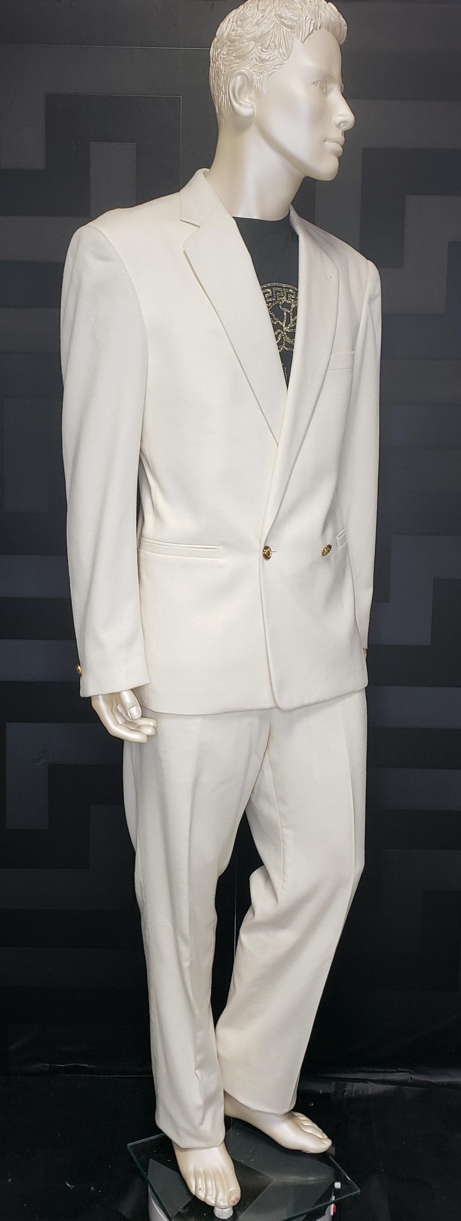 Men's F/W2013 look #51 BRAND NEW VERSACE OFF WHITE 100% CASHMERE SUIT 50 - 40 (L) For Sale