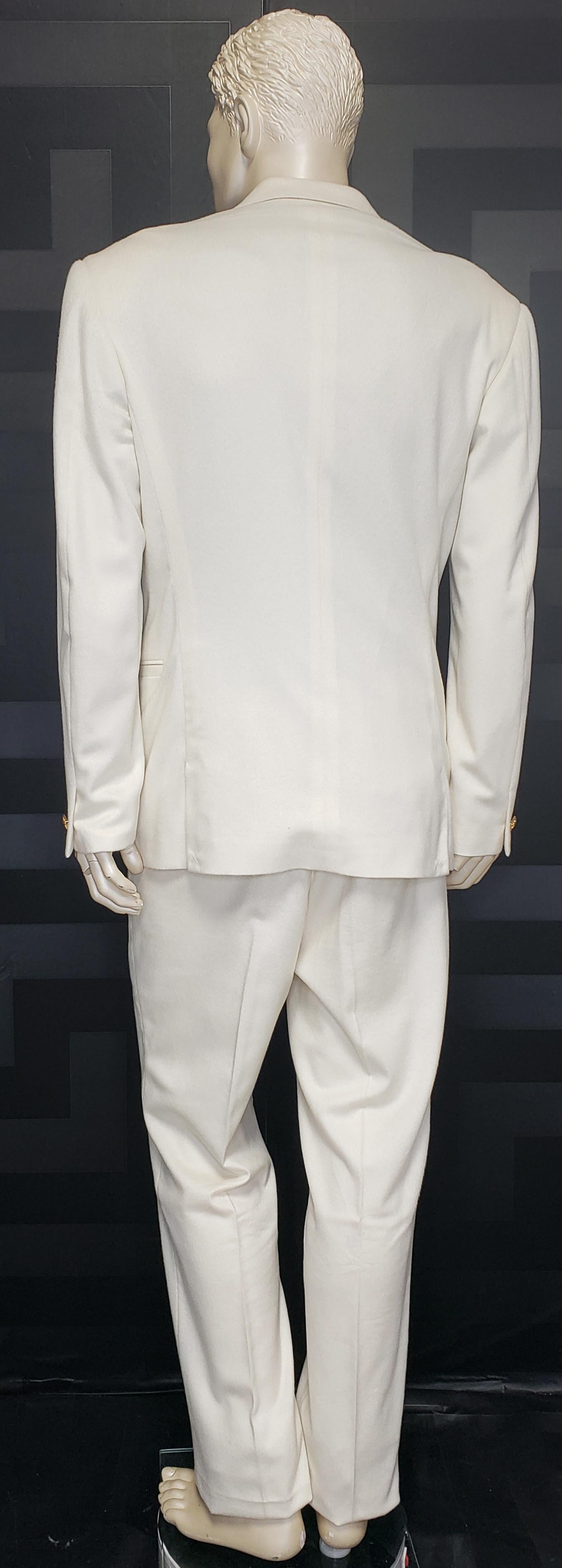 F/W2013 look #51 BRAND NEW VERSACE OFF WHITE 100% CASHMERE SUIT 50 - 40 (L) For Sale 1