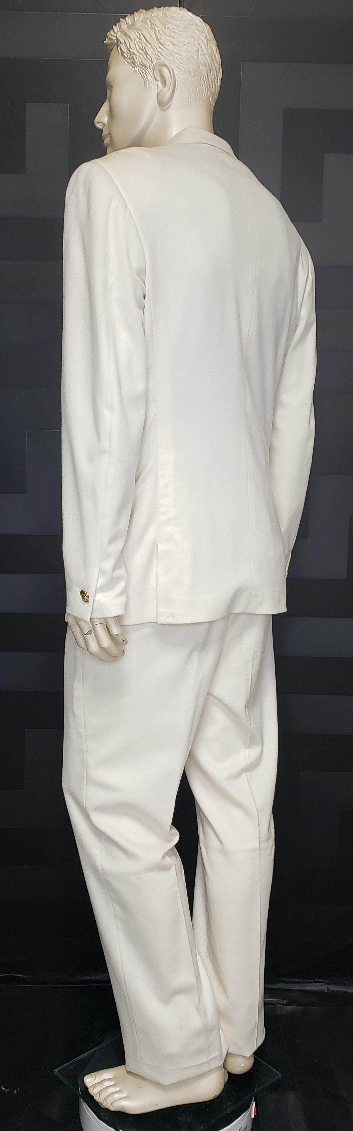 F/W2013 look #51 BRAND NEW VERSACE OFF WHITE 100% CASHMERE SUIT 50 - 40 (L) For Sale 2