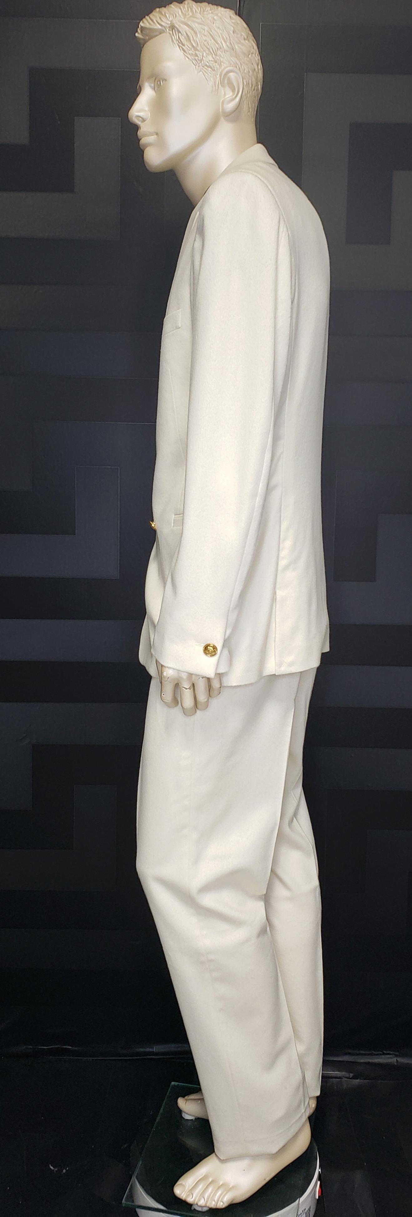 F/W2013 look #51 BRAND NEW VERSACE OFF WHITE 100% CASHMERE SUIT 50 - 40 (L) For Sale 3