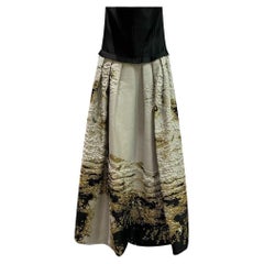 F/W2014 L#44 ALBERTA FERRETTI GOLD BRUSHED GOWN w/BLACK CORSET EU 44
