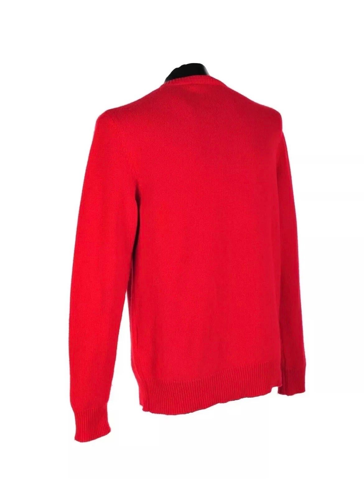 Men's F/W2014 Versace Red Embellished 100% Cashmere Sweater for Men 48 - M