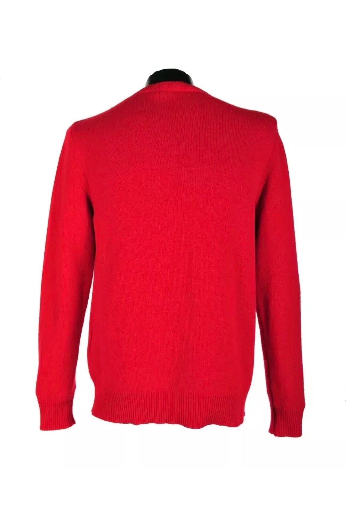 F/W2014 Versace Red Embellished 100% Cashmere Sweater for Men 48 - M 1