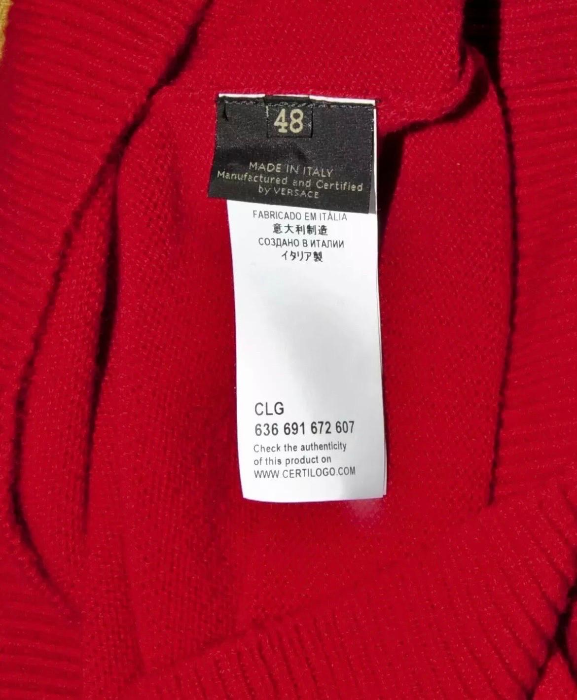F/W2014 Versace Red Embellished 100% Cashmere Sweater for Men 48 - M 3