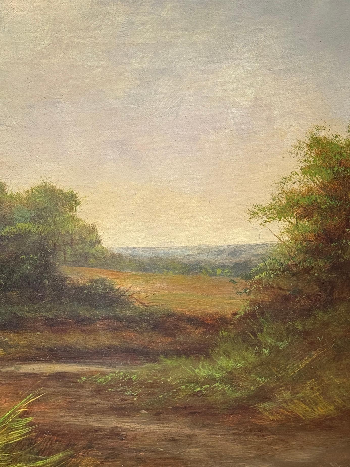 Paysage de cottage anglais du 19e siècle - Marron Figurative Painting par F. Walters