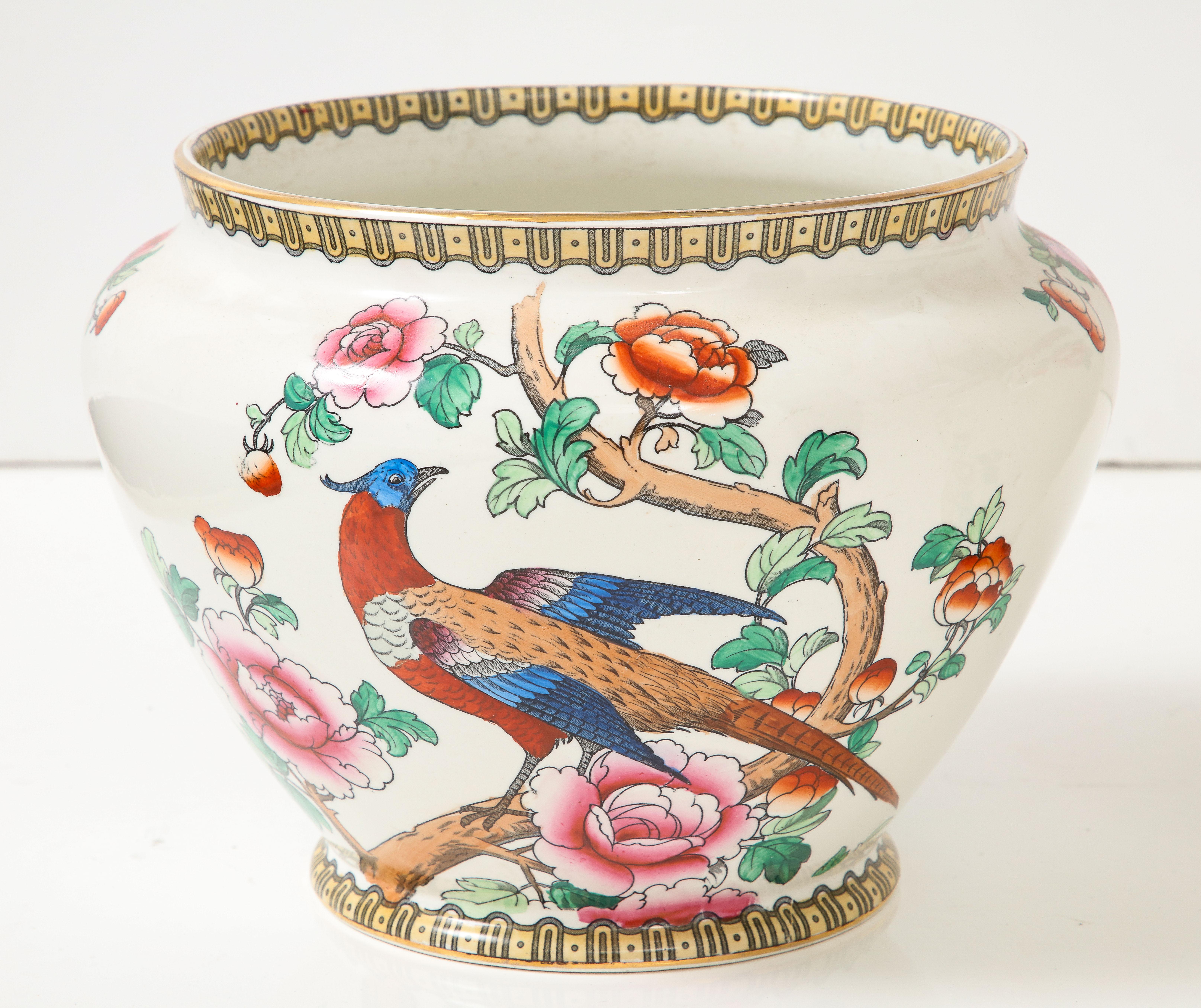 High Victorian F. Winkel & Company Pheasant Cache Pots For Sale