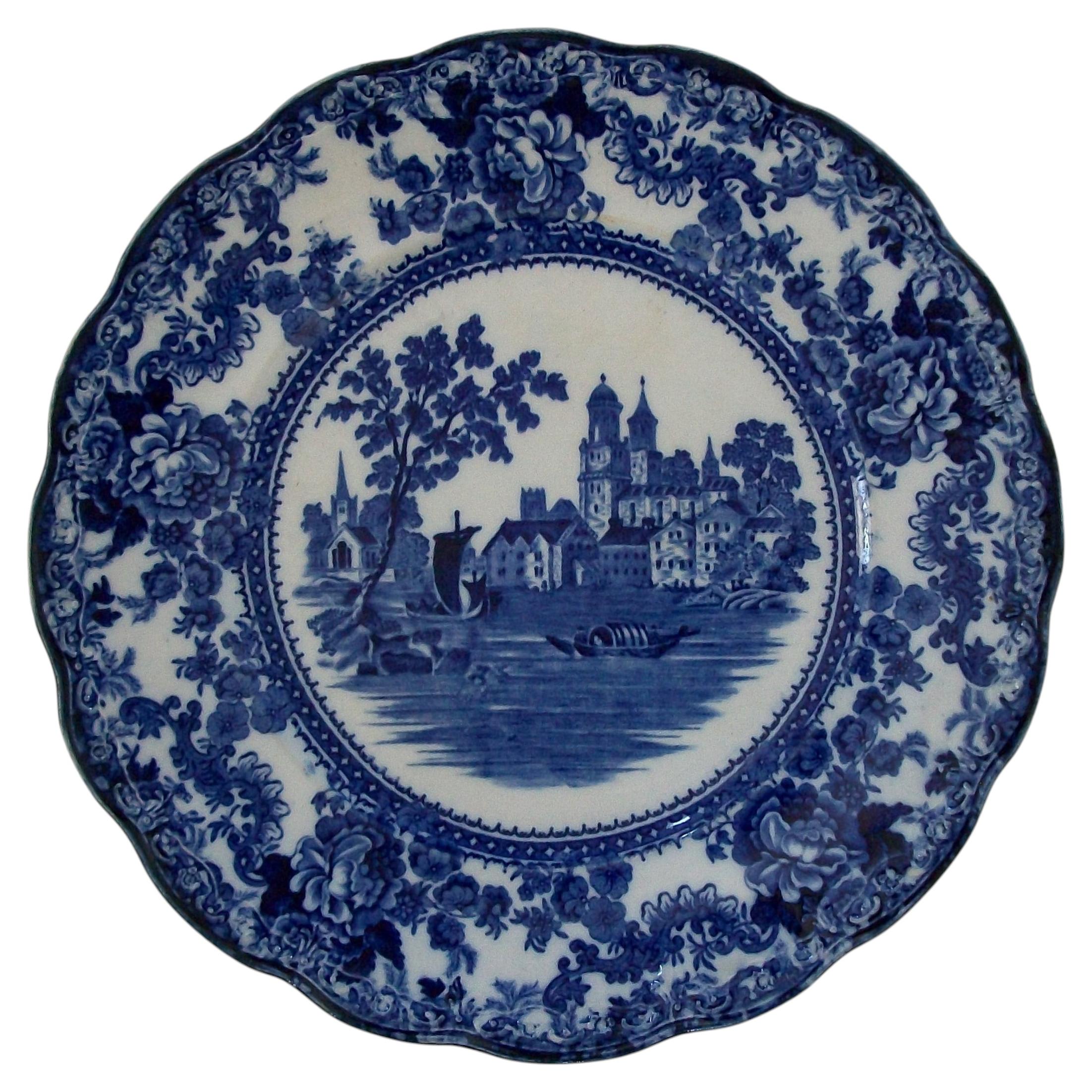 F. WINKLE & CO. - Togo - Flow Blue Transfer Decorated Plate - UK - C. 1890-1925 For Sale