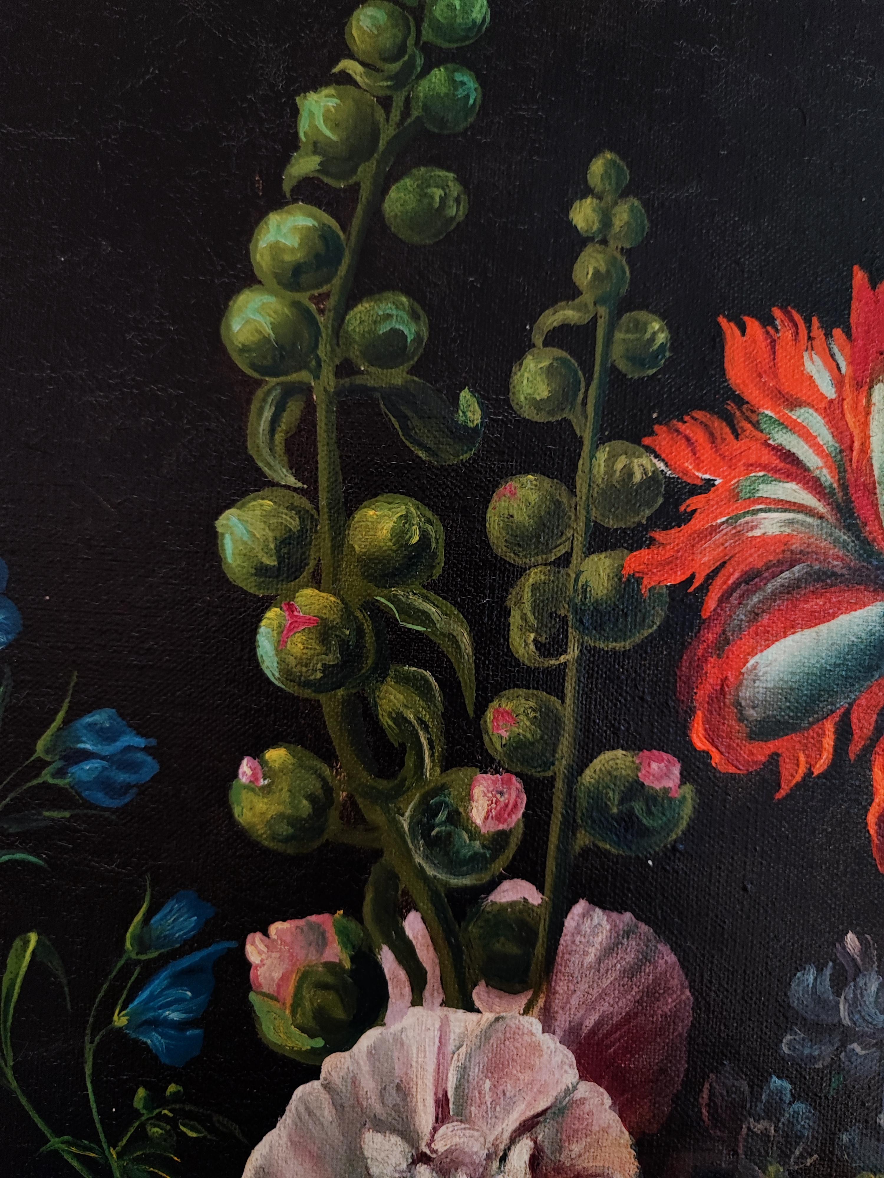 Bouquet di fiori - Still-Life Painting Nero di F. Zentes G. Gy