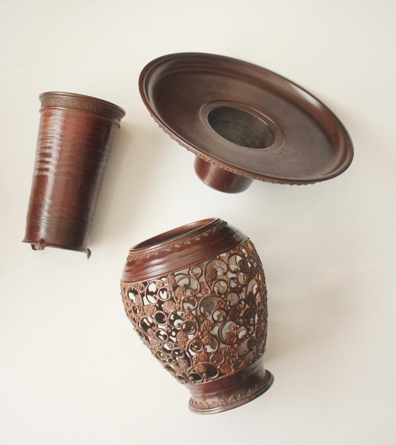 F1 Japanische Kunstvase aus Kupfer von Suga Gesshin, Takaoka Copperware im Angebot 5