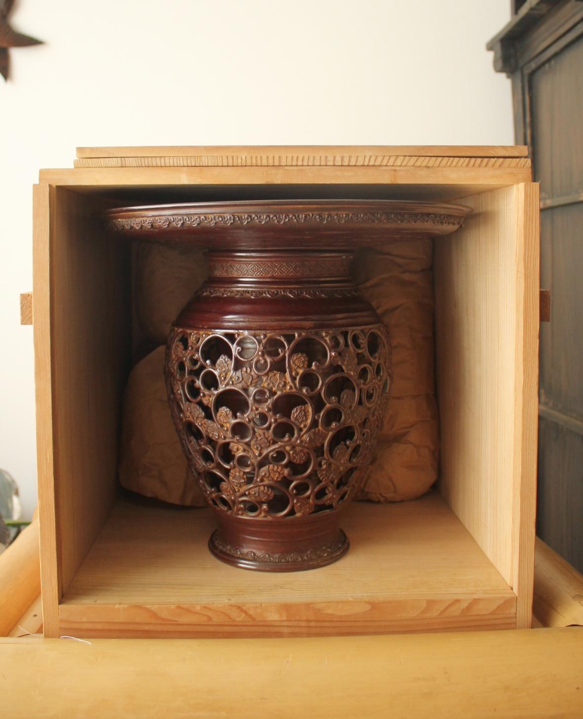 F1 Japanische Kunstvase aus Kupfer von Suga Gesshin, Takaoka Copperware im Angebot 12