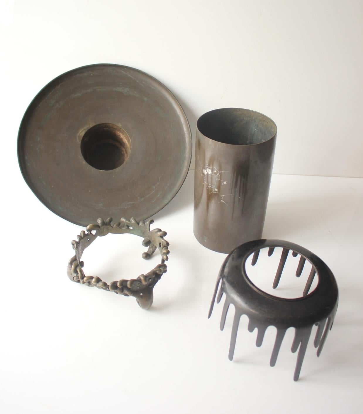 F11 Jarrón de cobre antiguo de arte japonés Copperware en venta 9