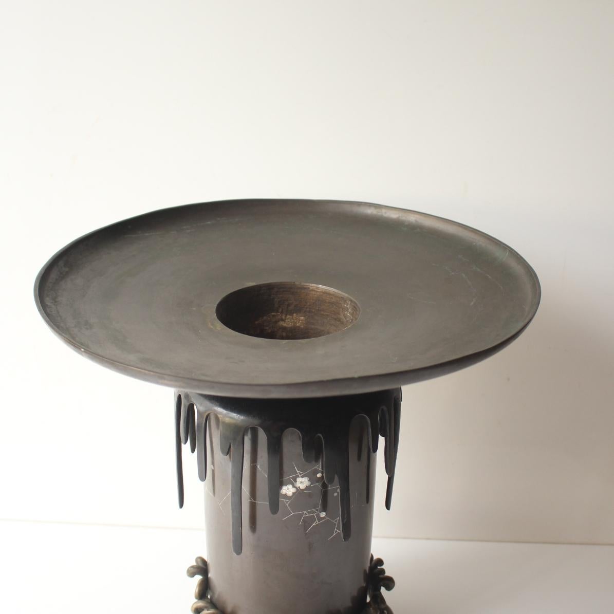 F11 Jarrón de cobre antiguo de arte japonés Copperware en Bastante bueno estado para la venta en Niiza, JP