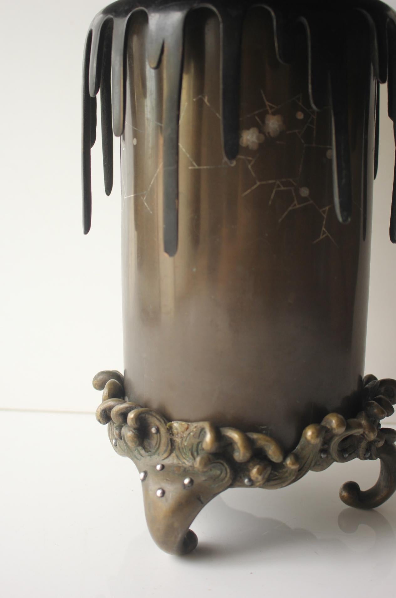 F11 Jarrón de cobre antiguo de arte japonés Copperware en venta 2