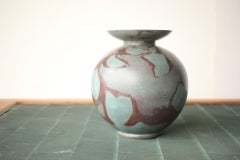F18 Japanese Crafts Cast Copper Vase with Marble Pattern by Kankei Hannya