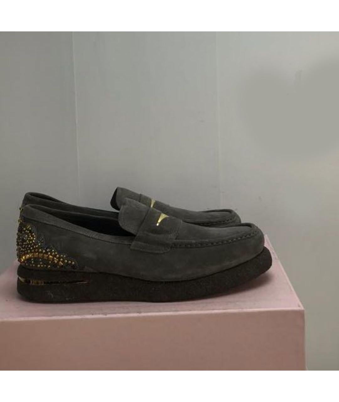 F2013  NEW VERSACE GRAY SUEDE LEATHER LOAFERS SHOES with STUDS 45 - 12  For Sale 1