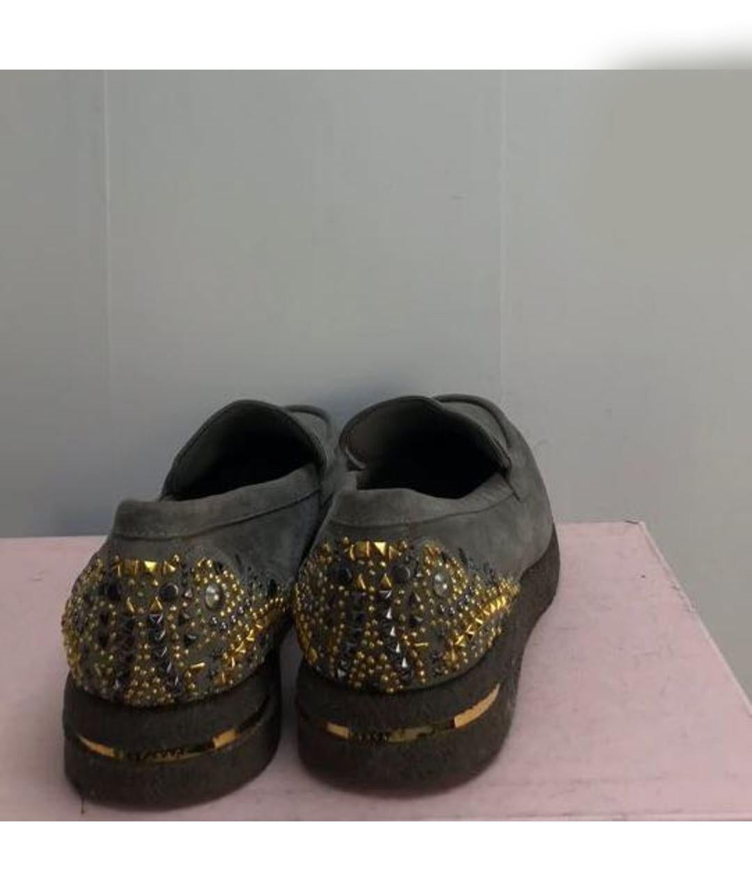 F2013  NEW VERSACE GRAY SUEDE LEATHER LOAFERS SHOES with STUDS 45 - 12  For Sale 2
