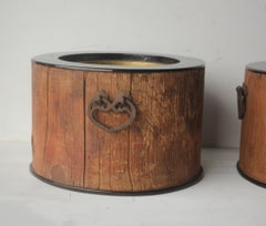 F30 Japanese Antiques A pair of old torii gates, old wooden braziers