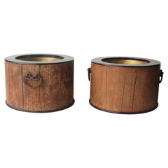 F30 Japanese Antiques A pair of old torii gates, old wooden braziers