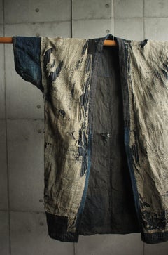 F31 Japanese Antiques, Boro Indigo Haori / Wall Art Wabi Sabi