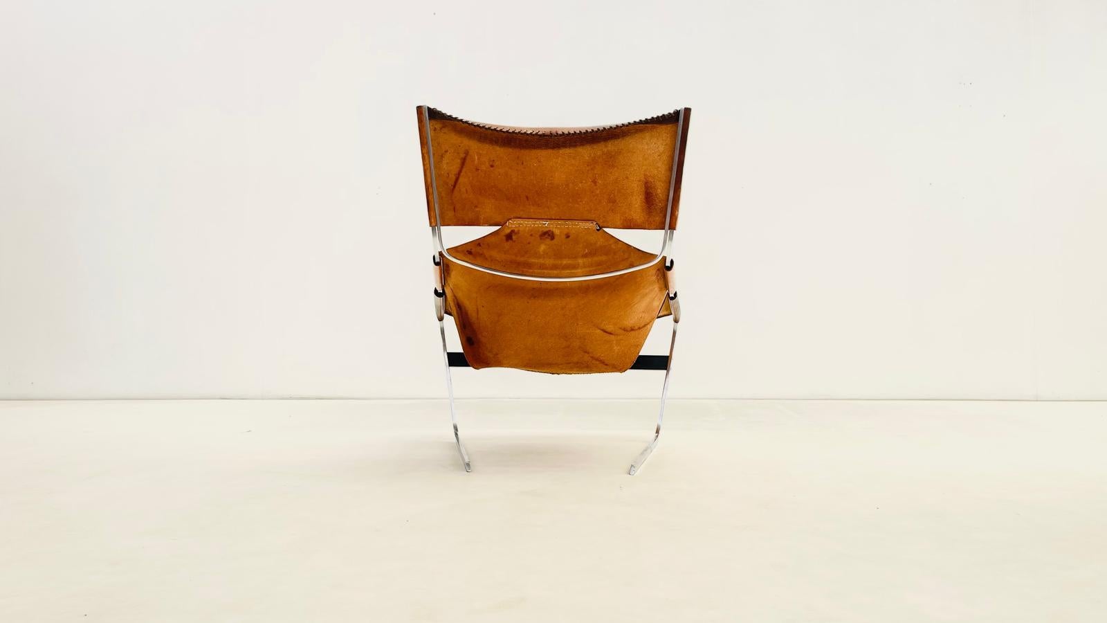 'F444'  Leather lounge chair by Pierre Paulin for Artifort im Zustand „Gut“ im Angebot in Brussels, BE
