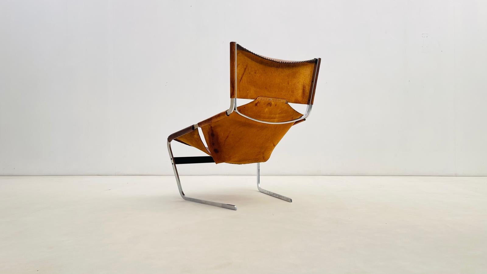 'F444'  Leather lounge chair by Pierre Paulin for Artifort (Mitte des 20. Jahrhunderts) im Angebot