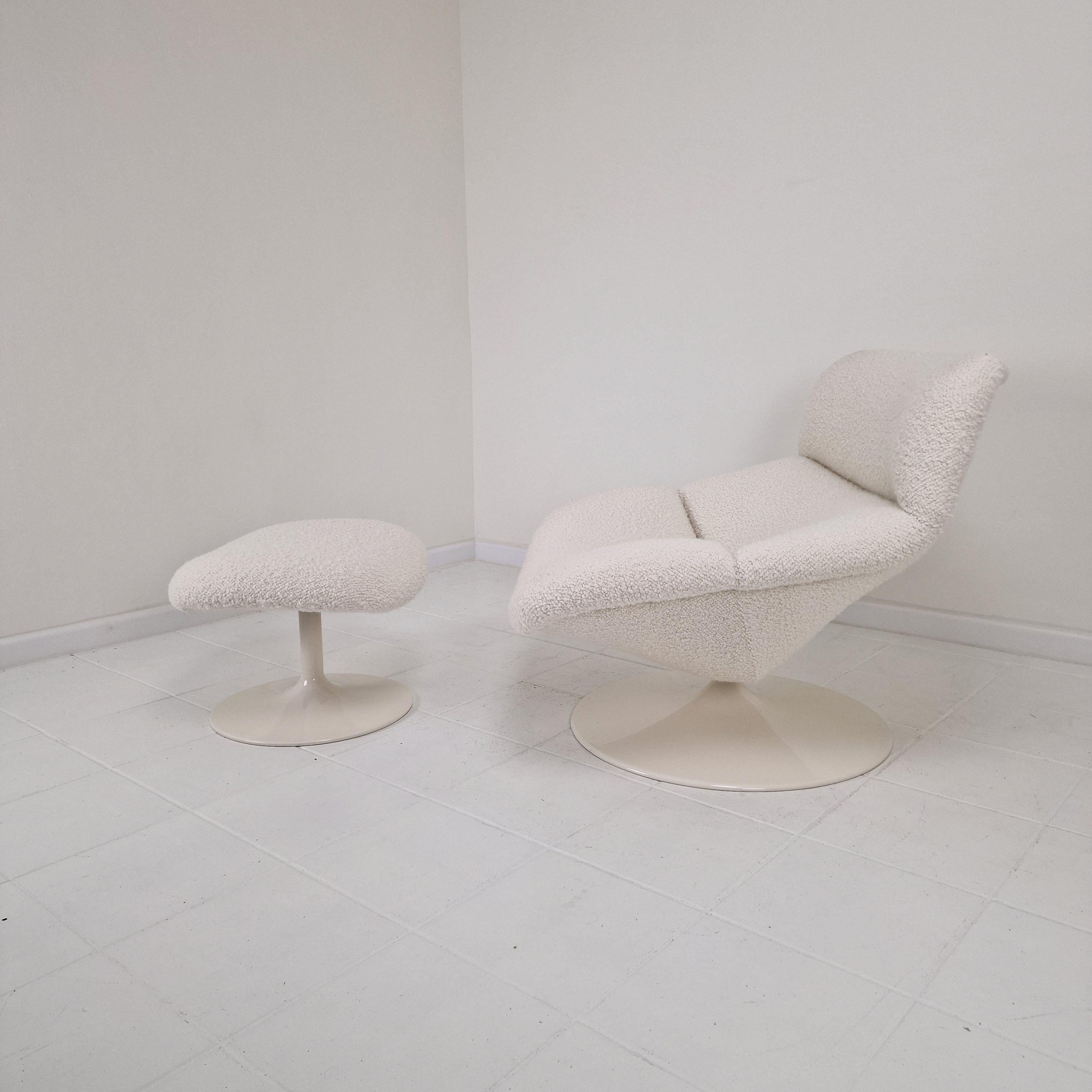 Mid-Century Modern F518 Lounge Chair with Ottoman by Geoffrey Harcourt for Artifort, 1970s For Sale