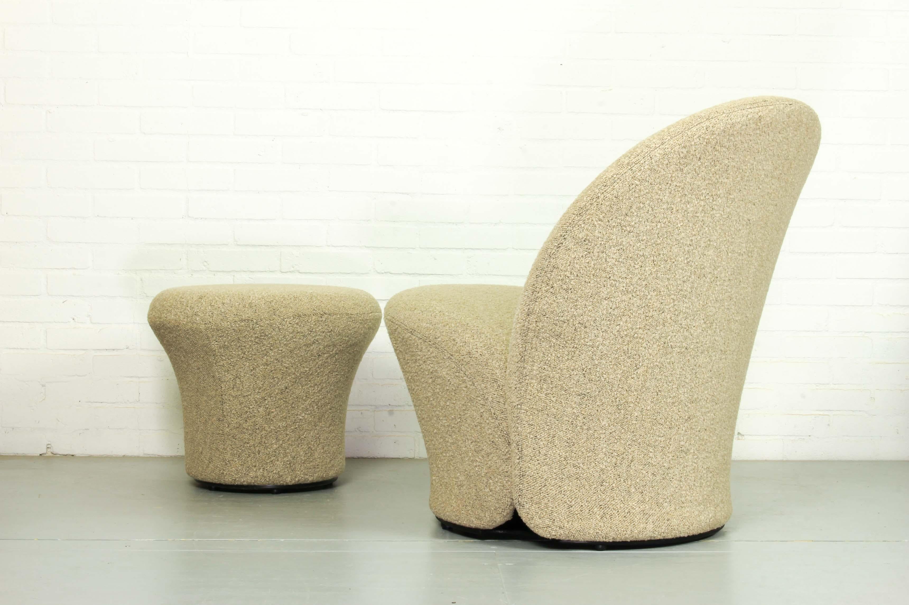 Mid-Century Modern F572 Lounge Chair and Mushroom Ottoman by Pierre Paulin for Artifort, 1967