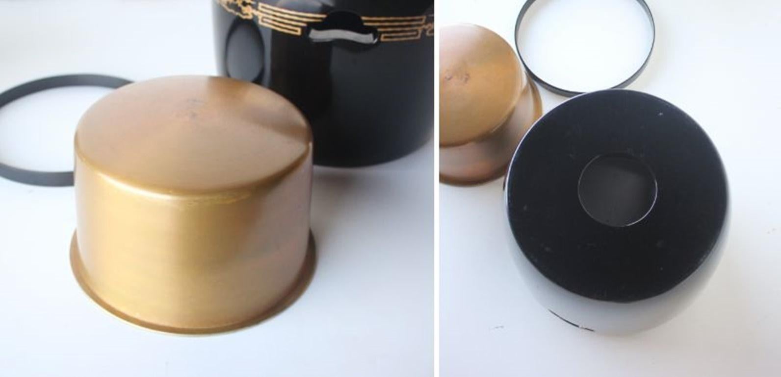 F9 Alte japanische Kunst Unbenutzte Drachen Maki-e Lack Brazier, Weinkühler, Satz von 2 im Angebot 12