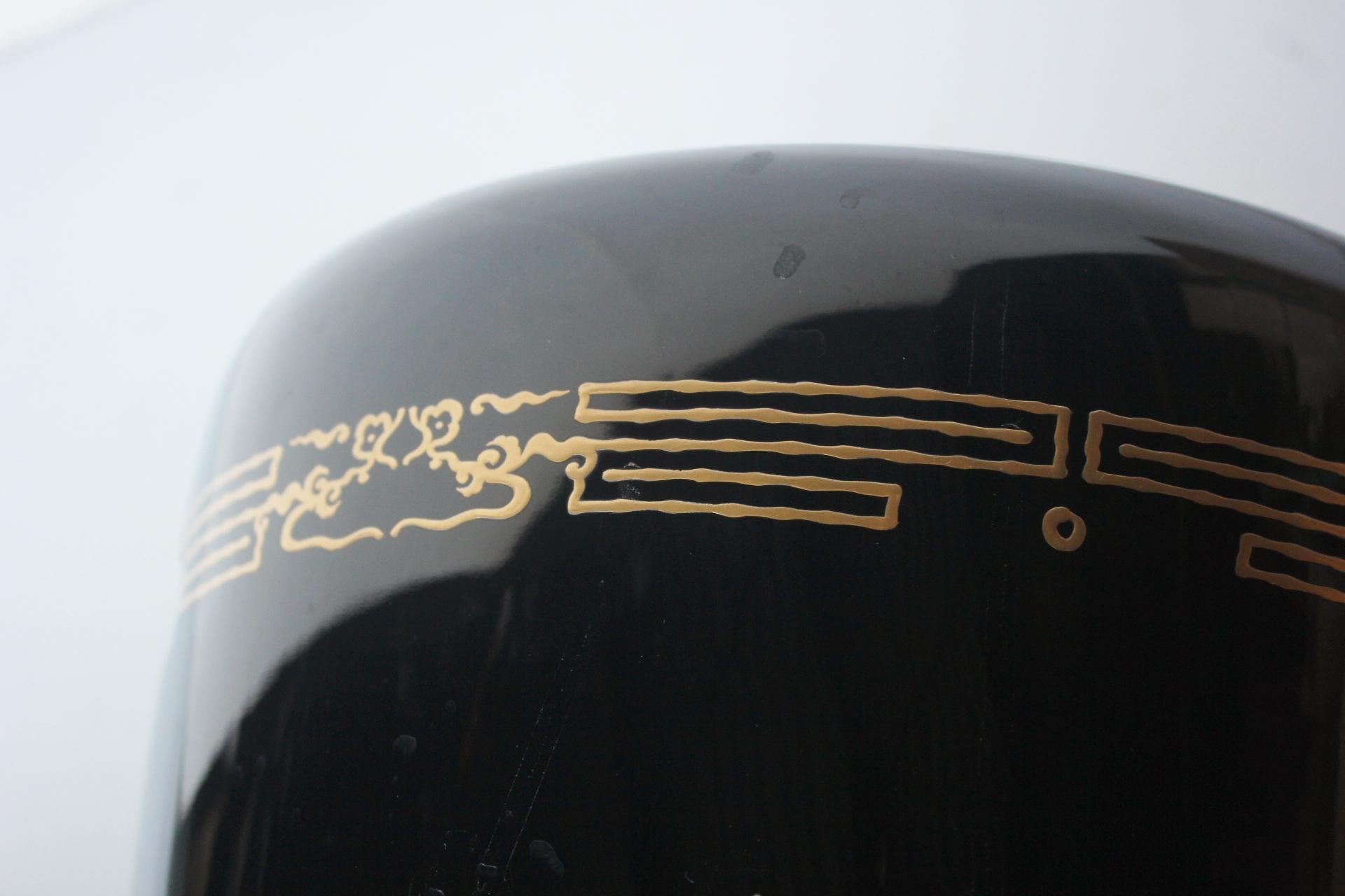 F9 Alte japanische Kunst Unbenutzte Drachen Maki-e Lack Brazier, Weinkühler, Satz von 2 im Angebot 3