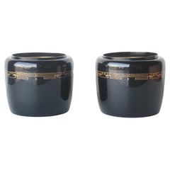 F9 Old Japanese Art Unused Dragon Maki-e lacquer Brazier, wine coolers, set of 2