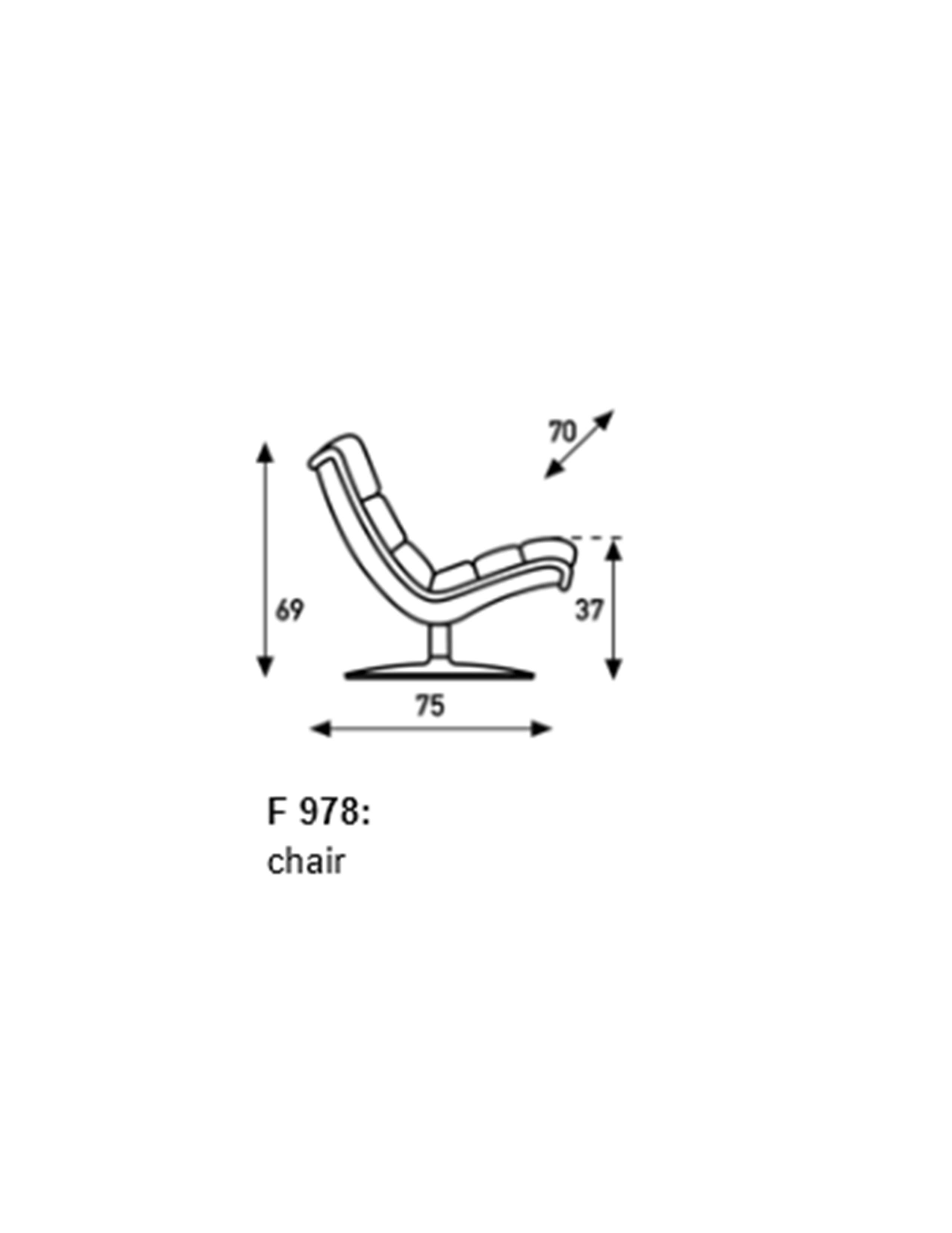 Mid-Century Modern Artifort F978 Grey Fabric Swivel Lounge Chair