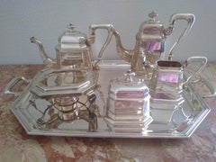 Cesa 1882 Art Deco Sterling Silver Coffee & Tea Set on Tray