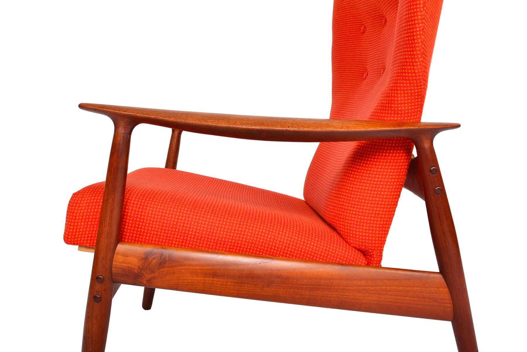Midcentury Kay Rasmussen Teak High Back Reclining Lounge Chair 7