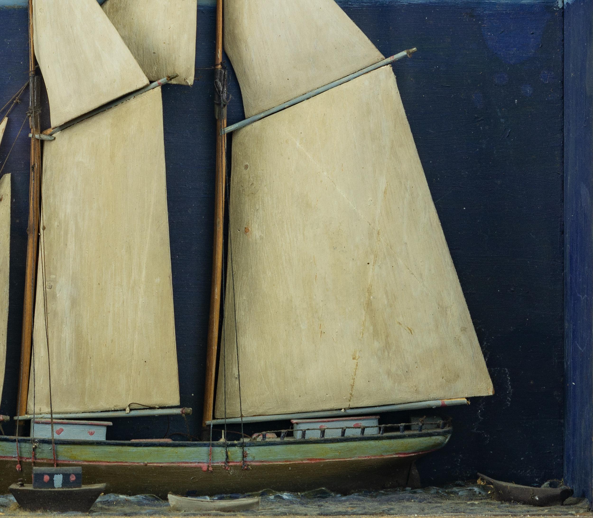 Folk Art Early 20th Century American Ship Diorama