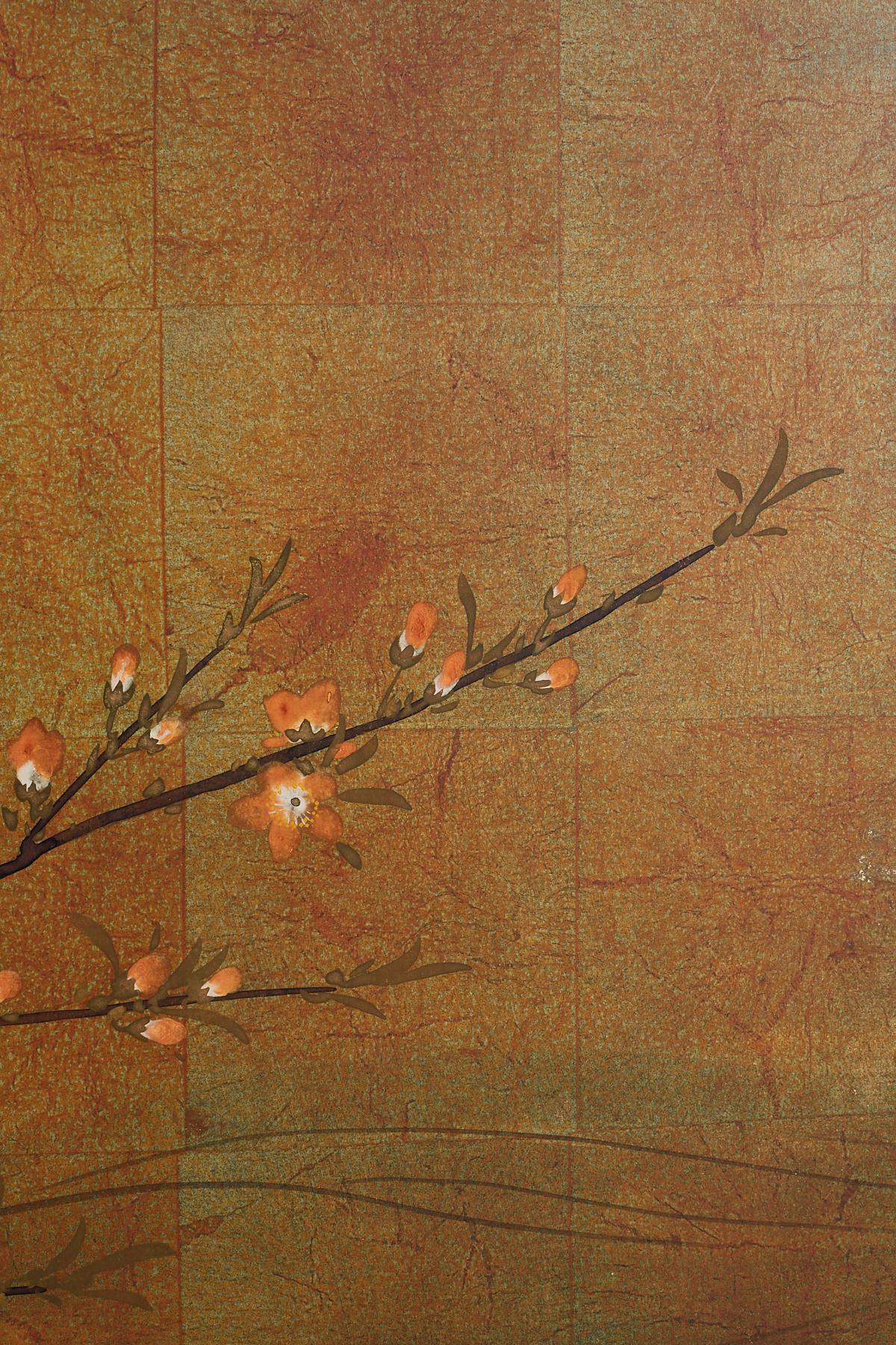 Japanese Four-Panel Screen of Ducks and Flowers 1