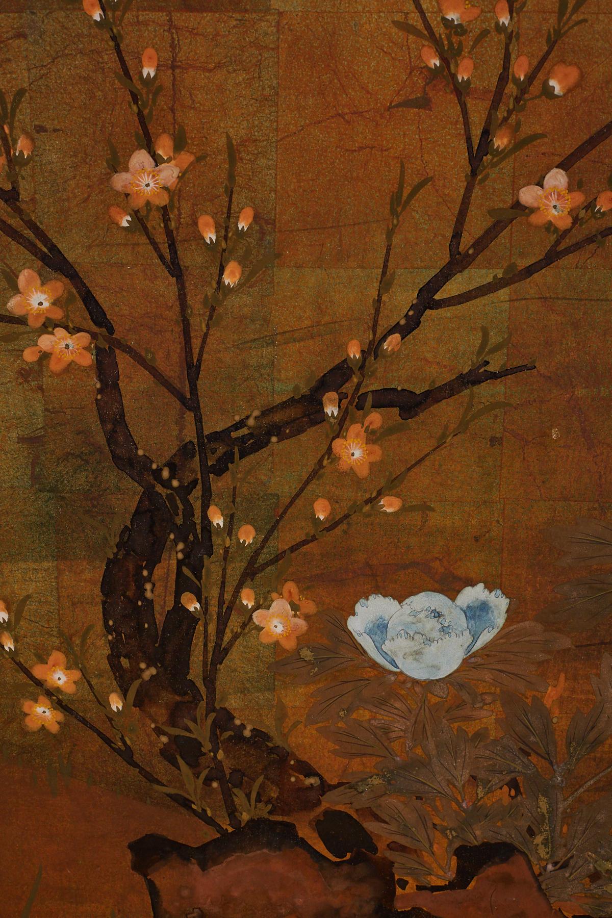 Japanese Four-Panel Screen of Ducks and Flowers 3