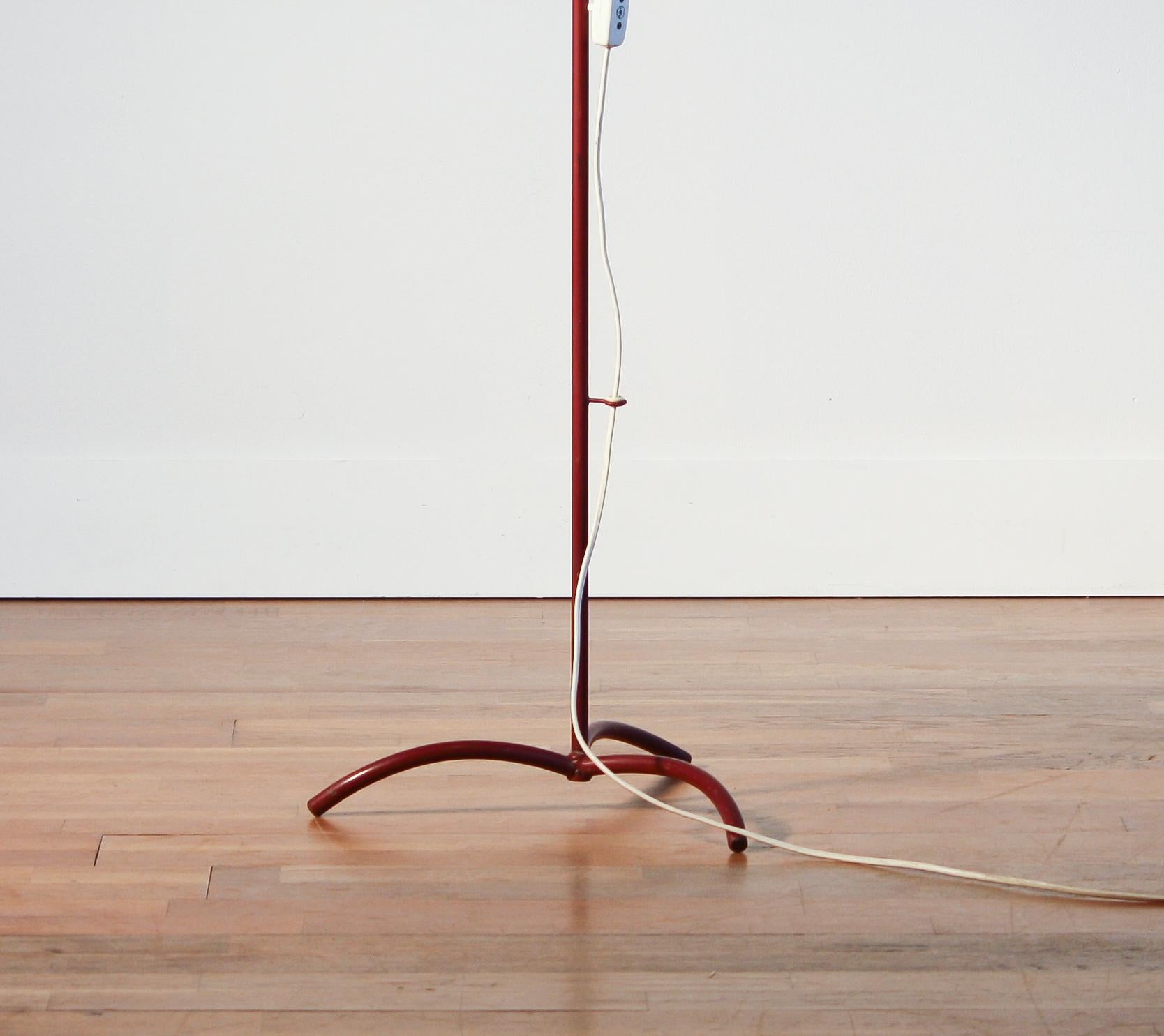 1950s, Metal and Brass Red Floor Lamp by Hans Bergström 3