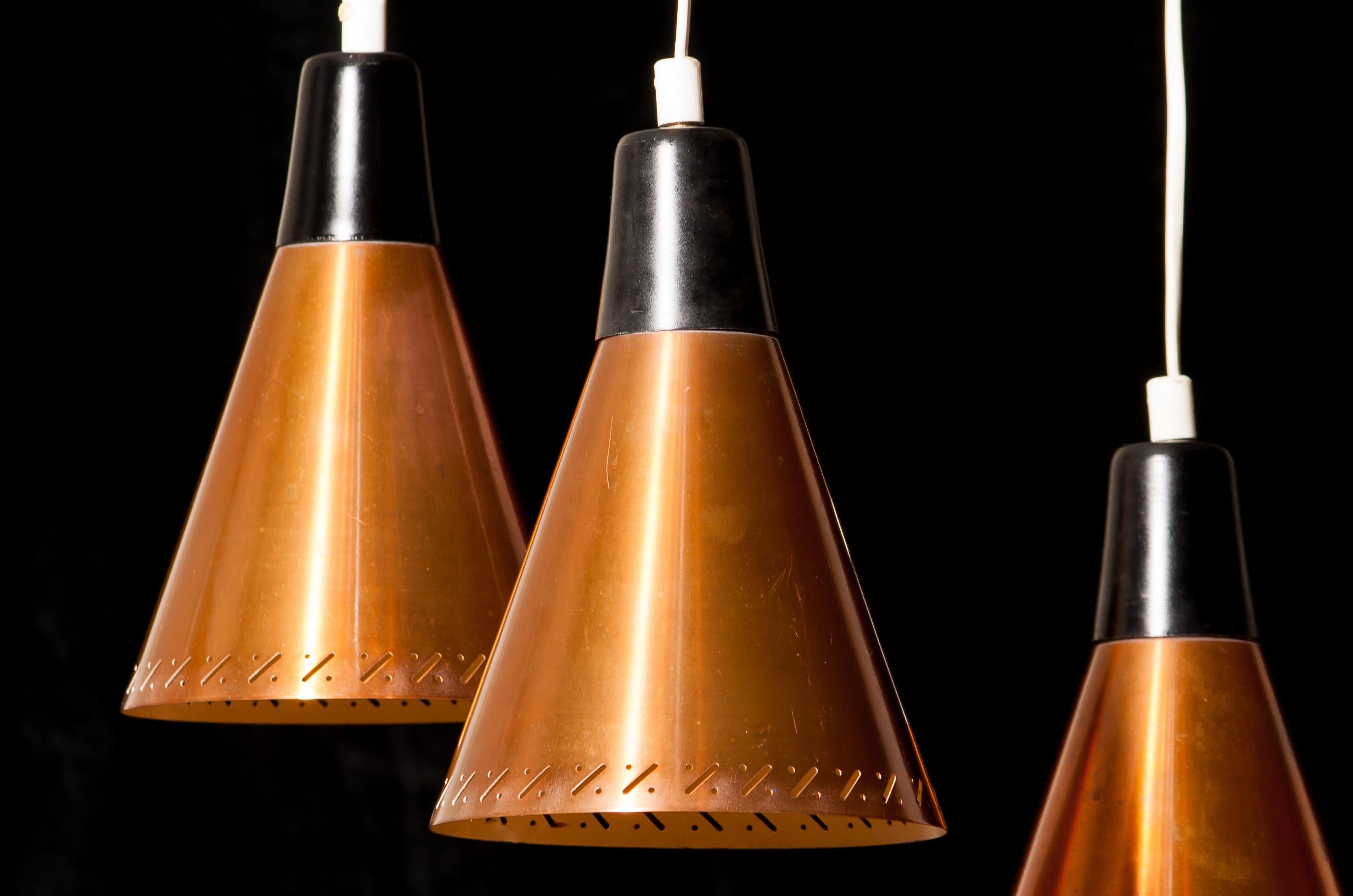 Copper and Brass Pendant Light by Hans-Agne Jakobsson, Sweden, 1950s 2