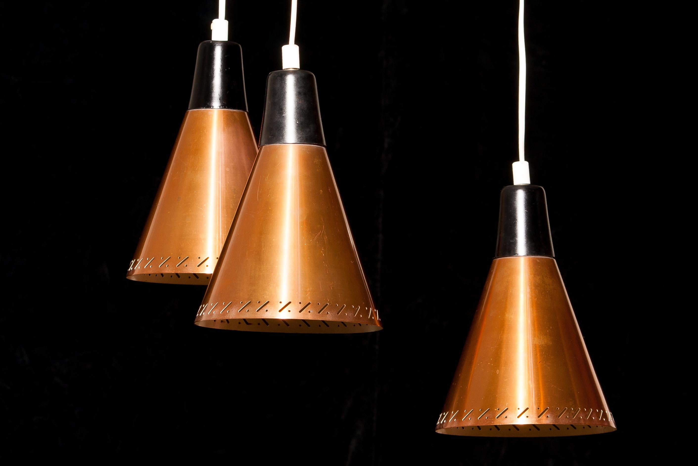 Copper and Brass Pendant Light by Hans-Agne Jakobsson, Sweden, 1950s 3